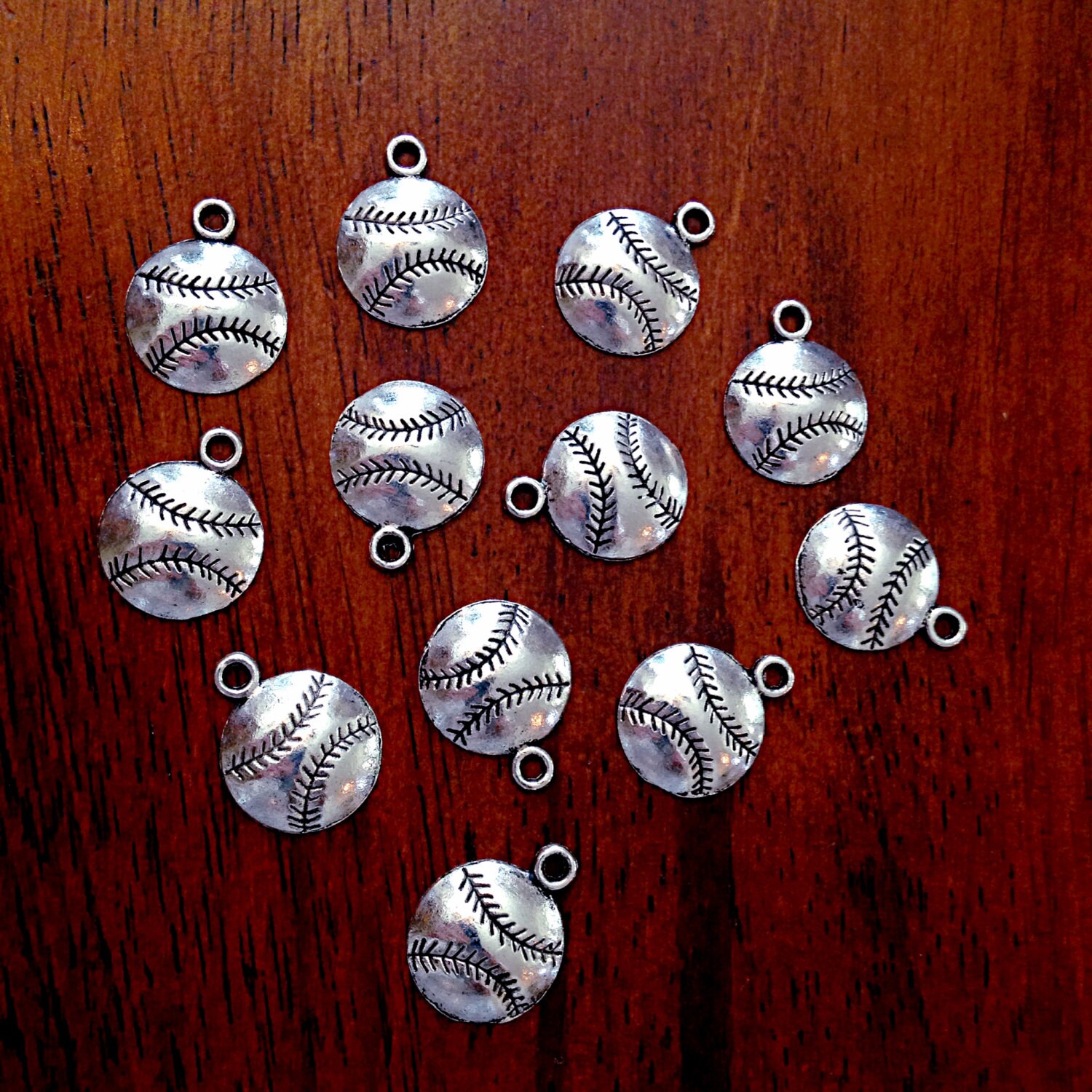 Bulk 25 Baseball Charms Antique Silver Charms Ball Charms Etsy