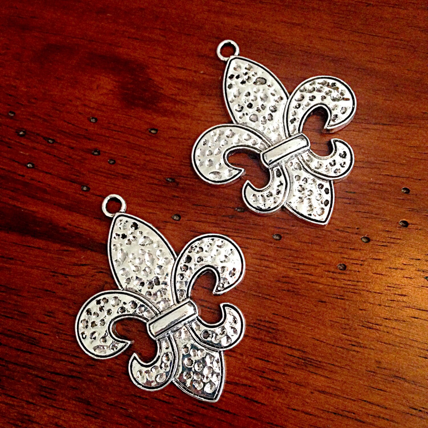 2 New Orleans Charms, Mardi Gras Charms, Antique Silver Pendant