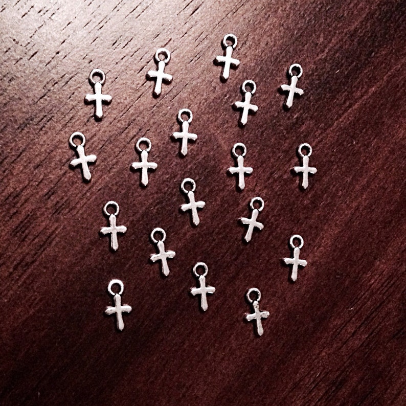 Cross Charms, 25pcs, Silver Cross Charm, Tiny Cross Charms, Christian Charms, Necklace Charms, Bracelet Charms, Findings image 4