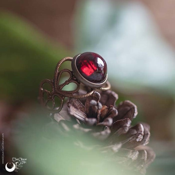 Elven Garnet Ring elwing Adjustable Etsy