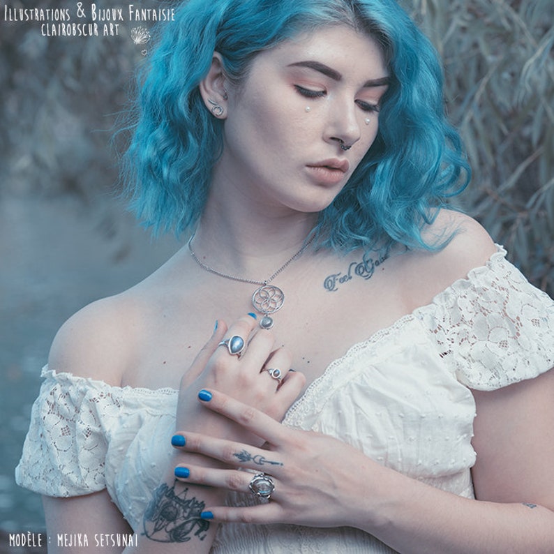 breloque au choix Collier Lapis Lazuli Fleur de vie pierre naturelle