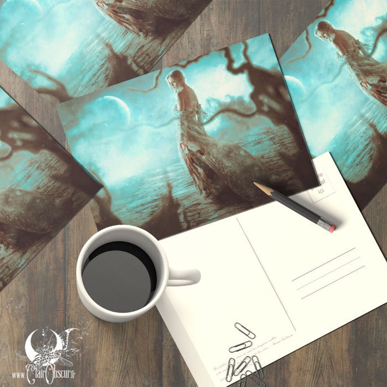 Carte postale au choix 10x15cm - Illustration fantasy et spirituelle New Moon
