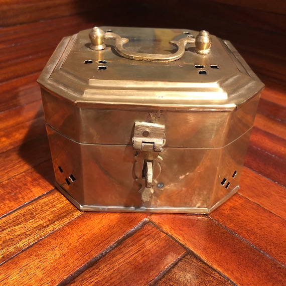 Vintage Solid Brass Cricket/Incense Box/Free Ship… - image 1