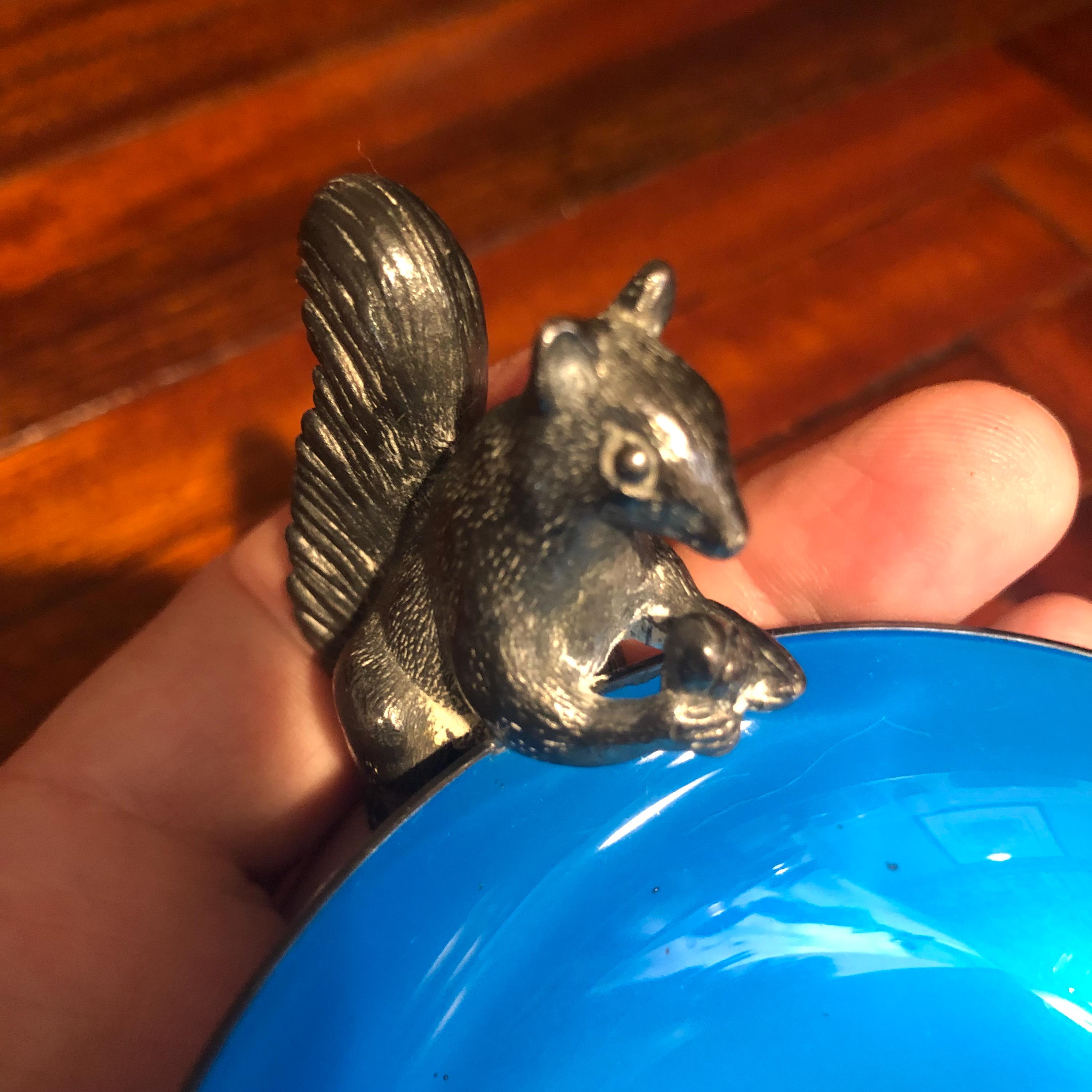 Vintage Reed and Barton 593 Blue Enamel and Silver-plate Nut Dish