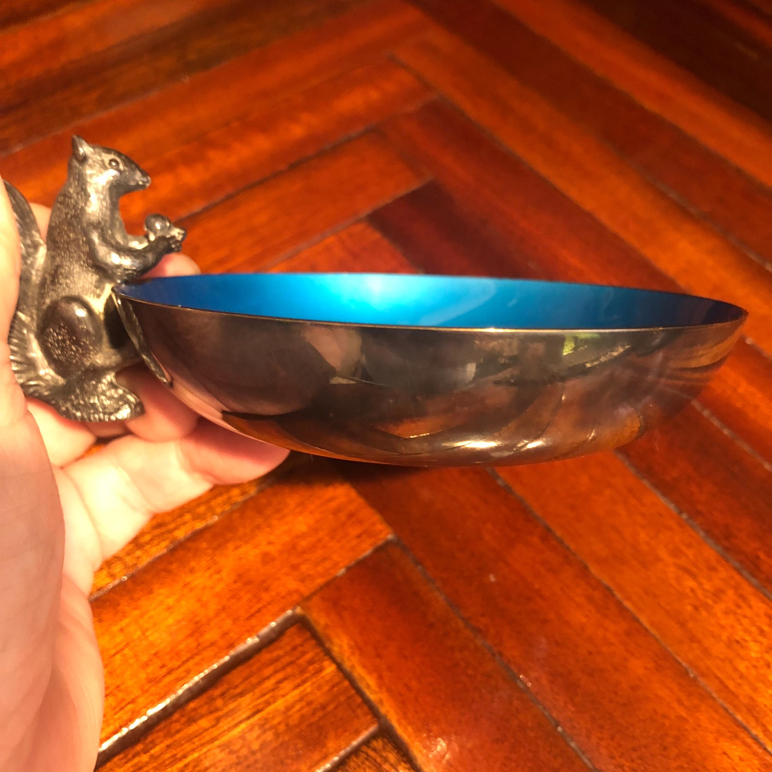 Vintage Reed and Barton 593 Blue Enamel and Silver-plate Nut Dish