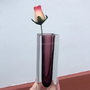 Vintage Amethyst and Clear Mandruzzato Glassworks Vase/Murano Glass Vase/Amethyst/#08080925/6