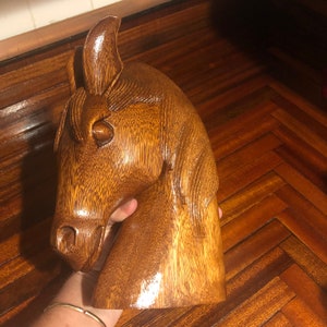 Vintage Mahogany Hand-Carved Horse Head Bust/Horse Head Statue/Free Shipping!
