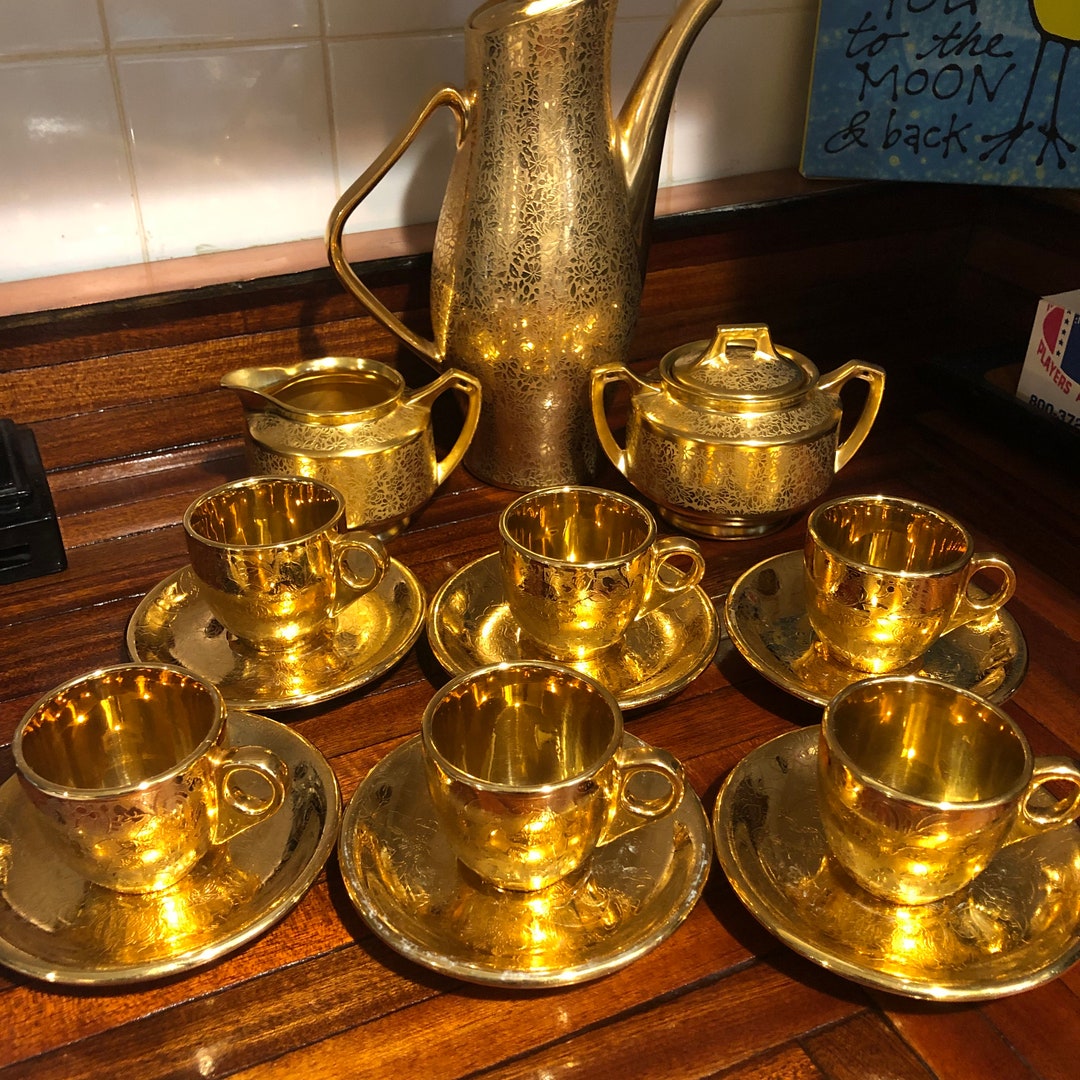 Vintage Wheeling/stouffer/bavarian Gold Coffee Pot Set/free Shipping Etsy