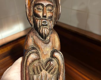 Hand-Carved Wooden Monk/Saint/Friar Statue/#27042526/5