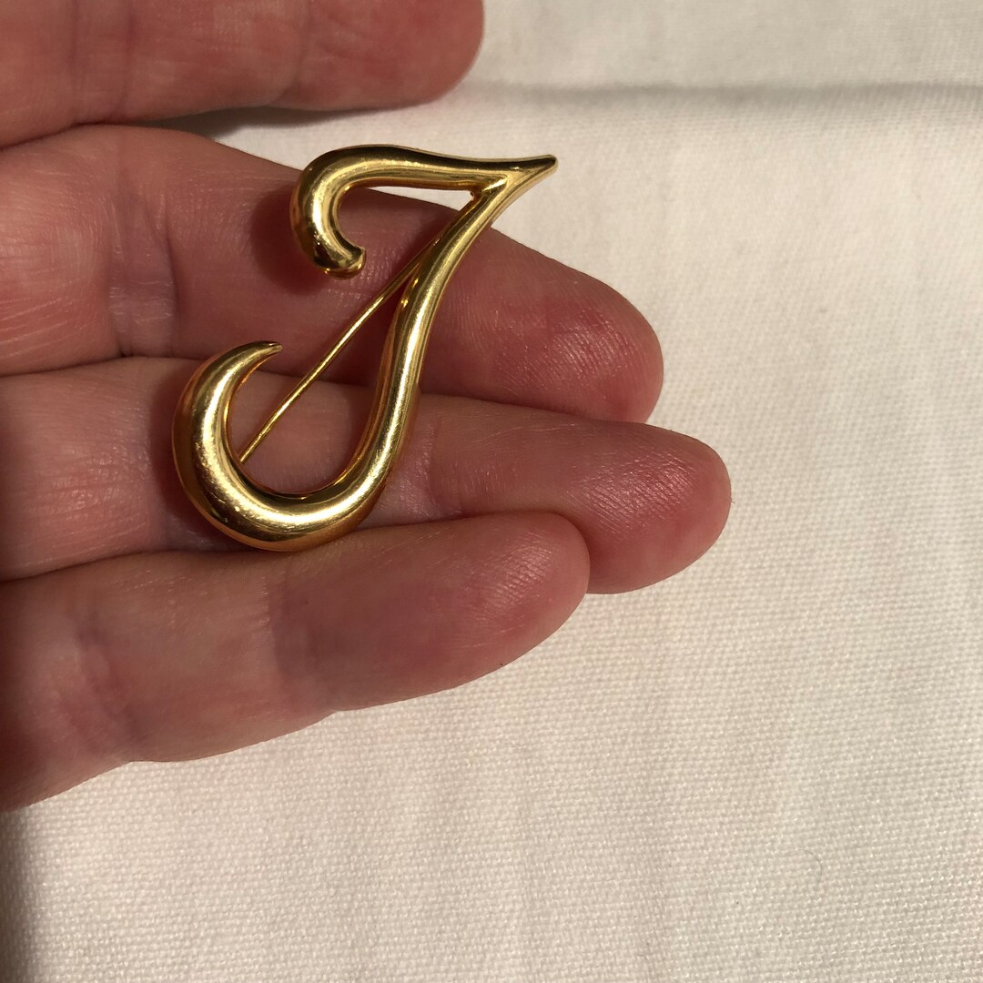 Vintage Focar 18K Gold Cursive Letter J Pin/free Shipping 54122123 Etsy