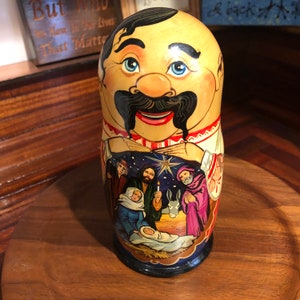 Vintage Nativity /Russian/Ukrainian Stacking/Nesting Dolls/Free Shipping! #14040224