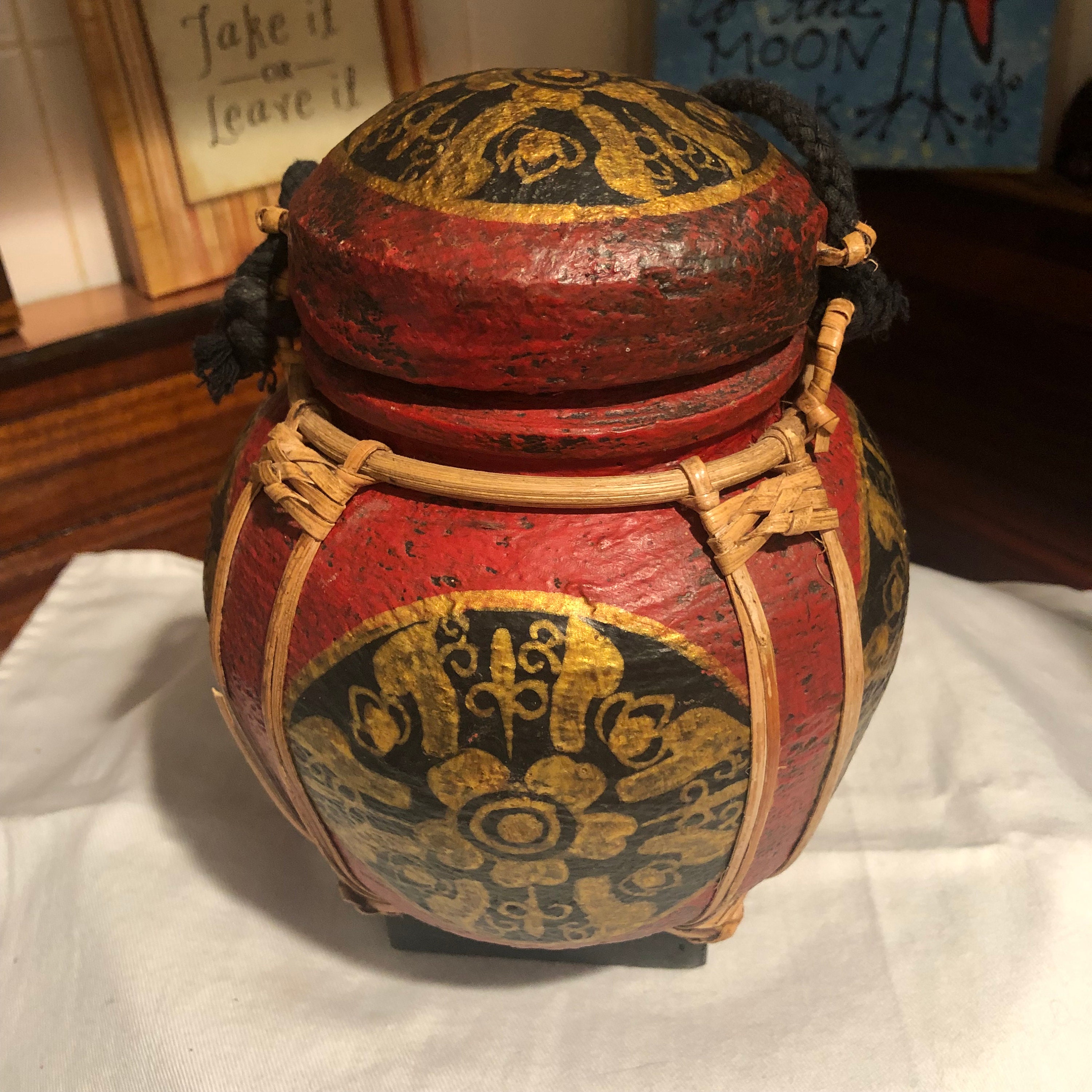 Japanese Chinese Lacquered Basket Box - Etsy