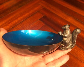 Vintage Reed and Barton 593 Blue Enamel and Silver-plate Nut Dish