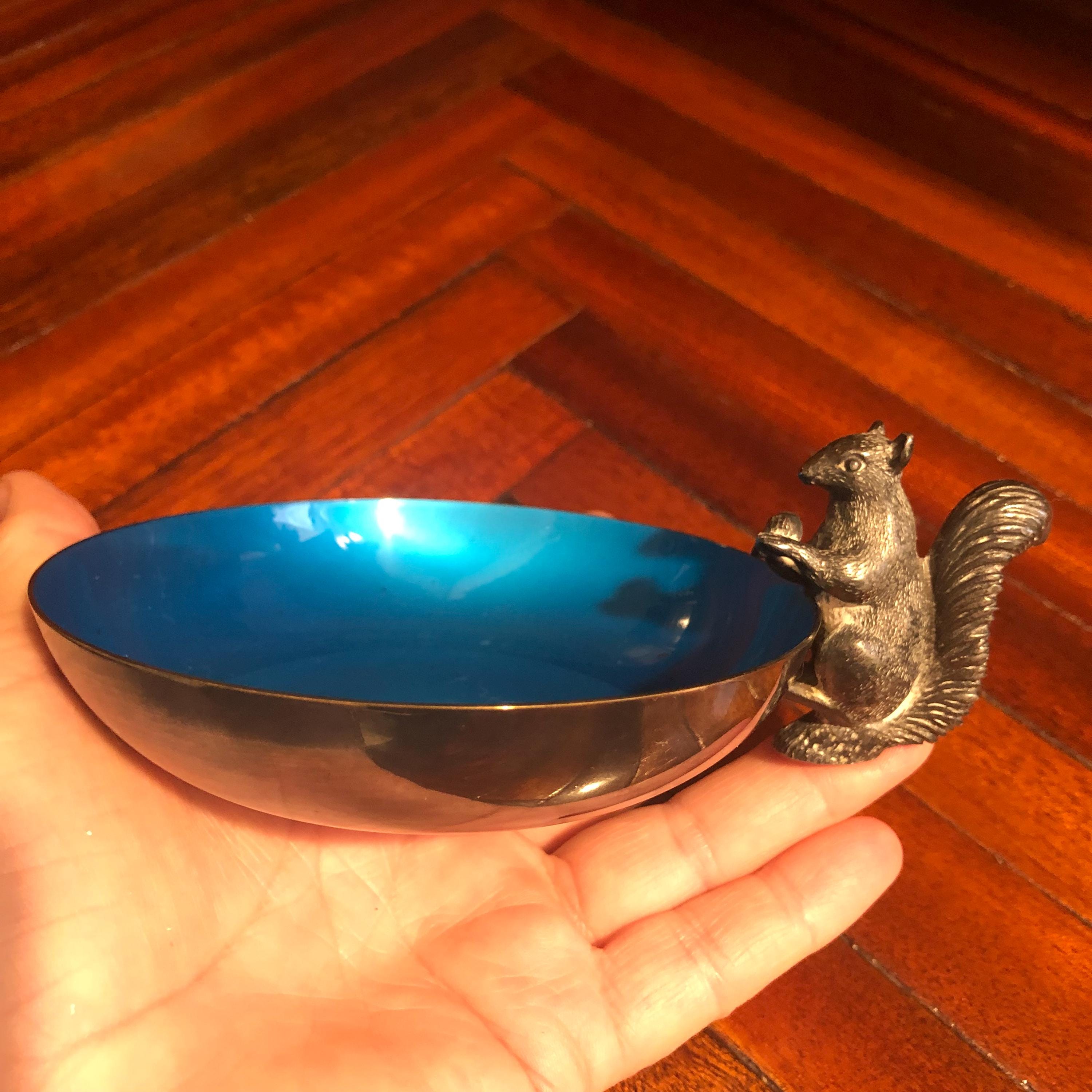 Vintage Reed and Barton 593 Blue Enamel and Silver-plate Nut Dish
