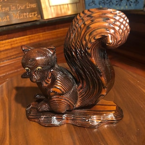 Vintage Japanese Cryptomeria Squirrel/Shou Sugi Ban Squirrel Carving/Free Shipping!