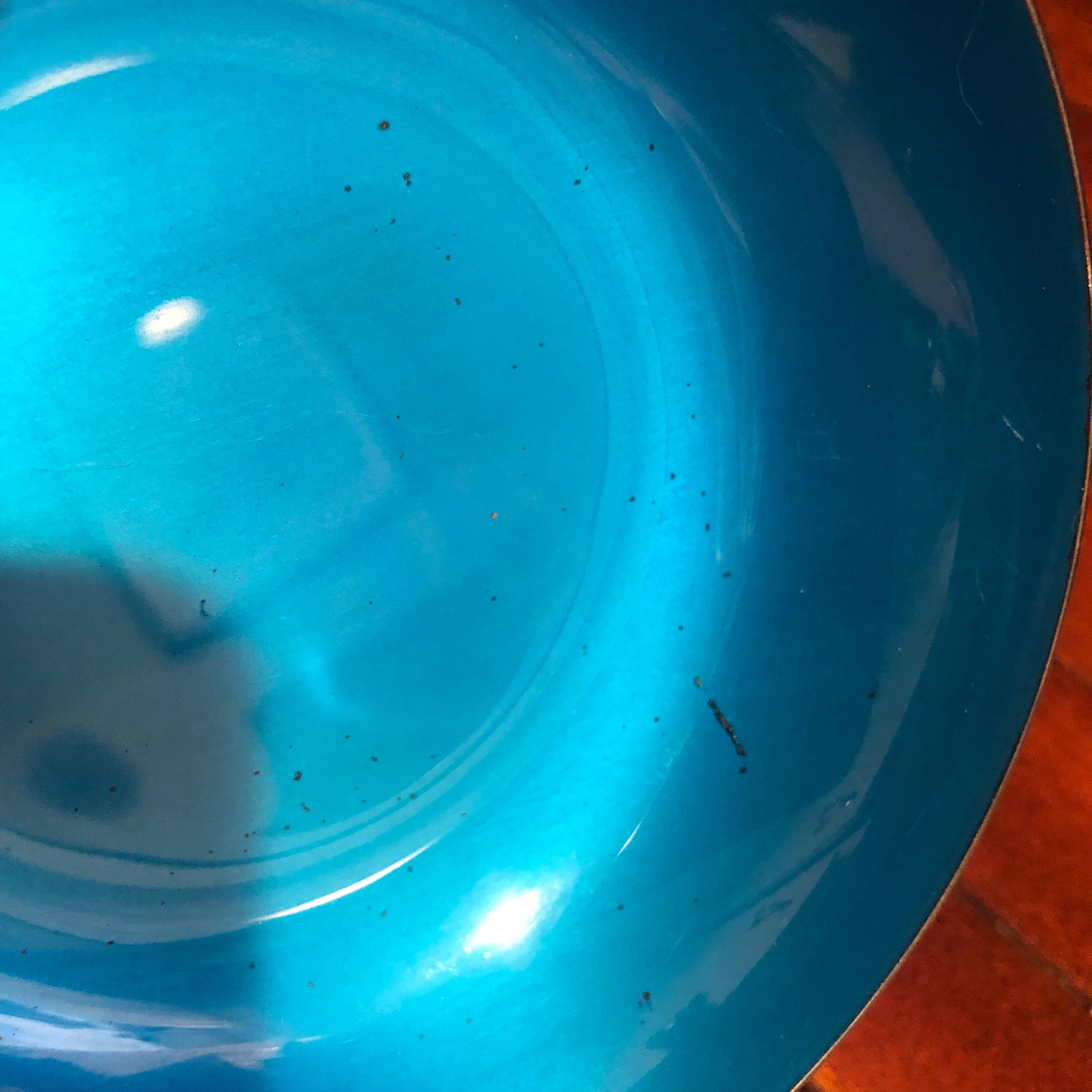 Vintage Reed and Barton 593 Blue Enamel and Silver-plate Nut Dish