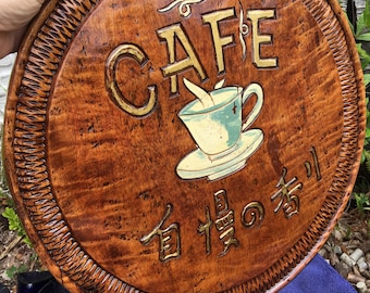 Japanese Hand Carved  Kanban Shop Sign/Tea Room/Cafe/Free Shipping!