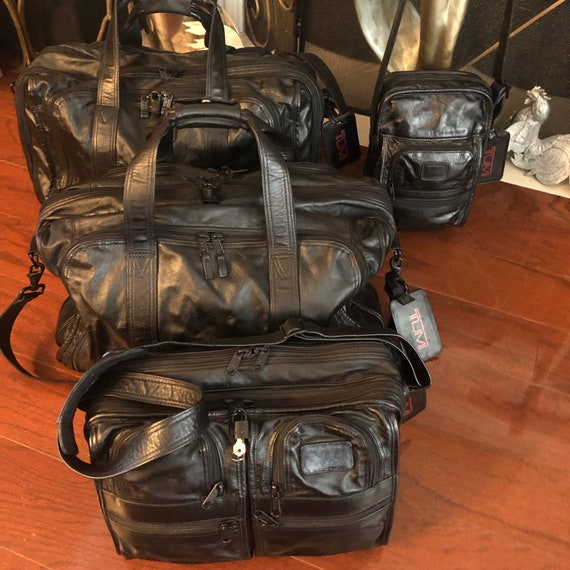 Vintage Rare Tumi Leather Luggage Set/Black Tumi … - image 2