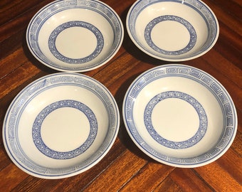 Set of Four Williams and Sonoma Blue and White Dessert/Berry/Cereal Bowls/Free Shipping!