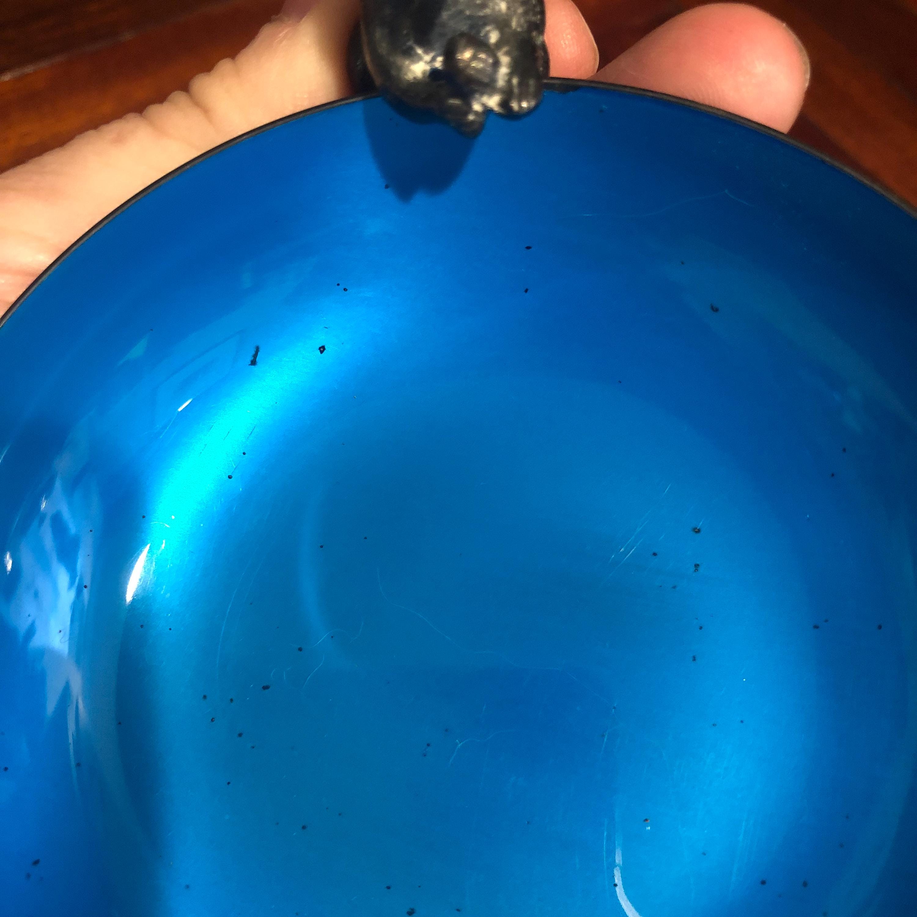 Vintage Reed and Barton 593 Blue Enamel and Silver-plate Nut Dish
