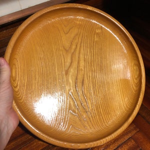 Large Wooden Round Shallow Serving Dish/Plate/Tray/Free Shipping!