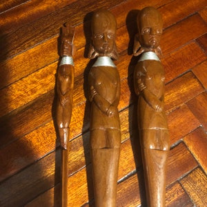 Vintage Hand-Carved African Ndebele Tribe Three Piece Utensil Set/Free Shipping!