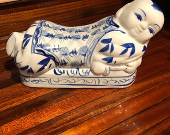 Vintage Chinese Blue and White Porcelain Pillow/Free Shipping!