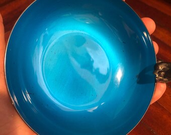 ヴィンテージ りすのシルバートレイ Reed and Barton 593 Vintage Reed and Barton 593 Blue Enamel and Silver-plate Nut Dish
