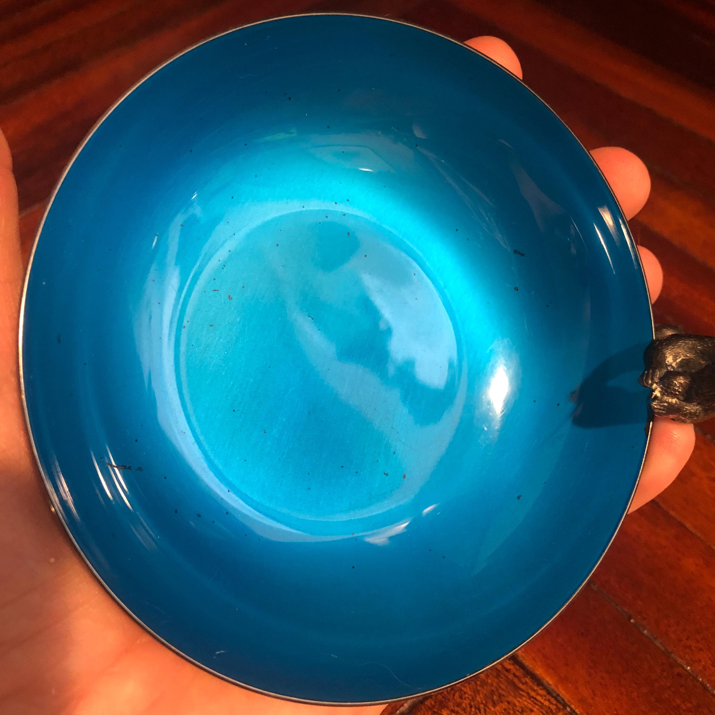 ヴィンテージ りすのシルバートレイ Reed and Barton 593 Vintage Reed and Barton 593 Blue Enamel and Silver-plate Nut Dish
