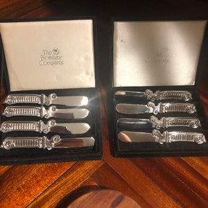 Two Sets of Vintage Bombay Company  Godinger Silver-Plated Renaissance Butter Knives/Spreaders Pate&#39; Knives/Free Shipping!
