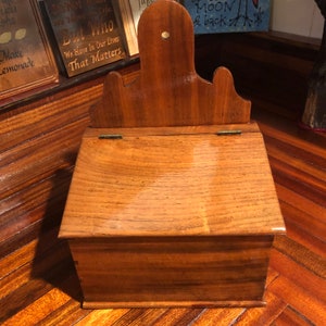 Vintage Handmade Mahogany Wood Salt Box/Colonial Salt Box/Free Shipping!