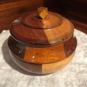 Vintage Handmade Multi Wooden Sugar Bowl/Wood Sugar Bowl/Free Shipping! #72120924