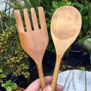Vintage Large Wooden Salad Server/Salad Tongs/Free Shipping!