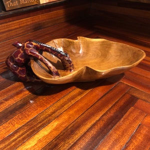 Hand-Carved African Teak Large Giraffe Bowl/Hand-Carved Wooden African Bowl/Free Shipping! #13091324