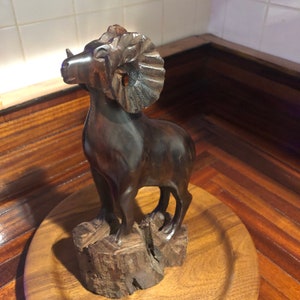 Vintage Hand-Carved Ironwood Ram/Ironwood Ram Statue/Free Shipping! #66052124