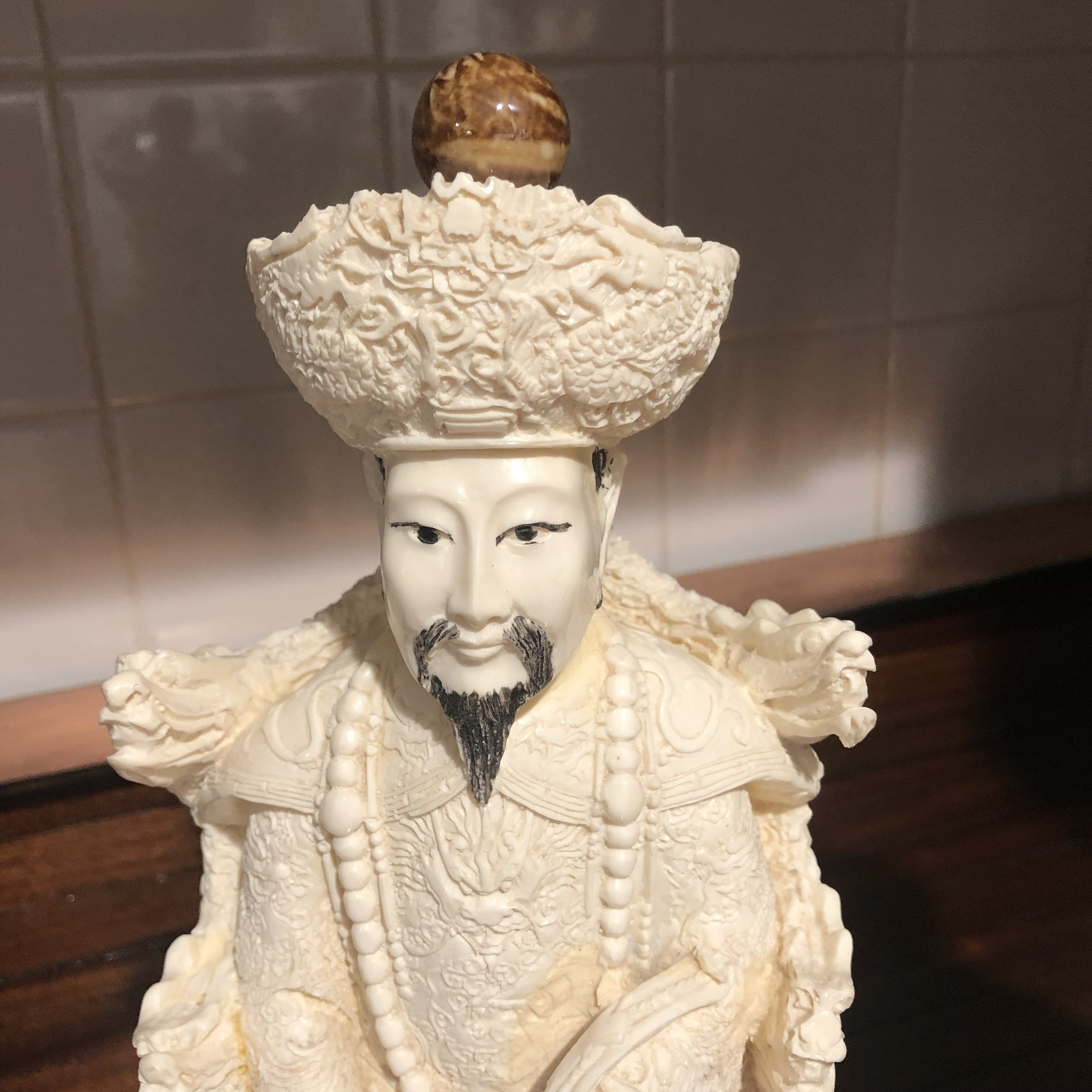 Vintage Chinese Emperor and Empress Faux Ivory Statues/free