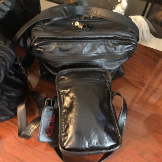 Vintage Rare Tumi Leather Luggage Set/Black Tumi … - image 3