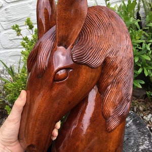 Solid Mahogany Horse Head Carving/Wood Carving/Free Shipping!