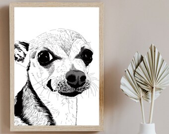 DIGITAL Ink Pet Portrait, custom pet portrait, drawing, your pet JPG and PDF file - No Print - Complete in 7 days - Example here