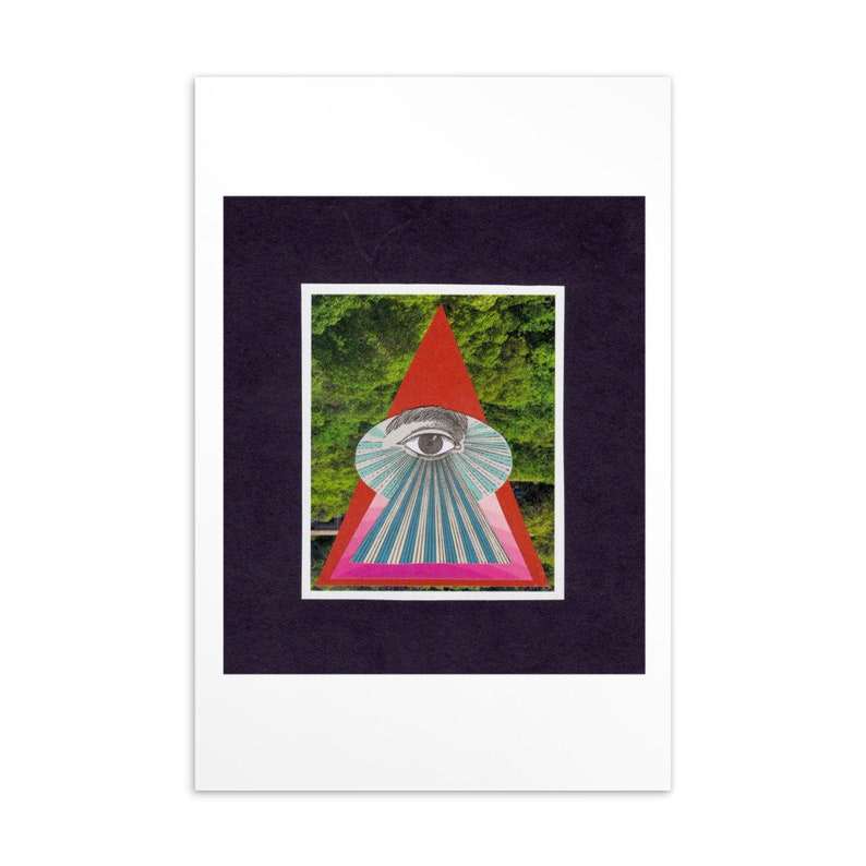 Decor Wall Art Abstract Whimsical Analog Collage Watching Collage Postcard Print Unique Gift