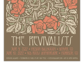 The Revivalists - June 9-10, 2022 - Mission Ballroom - Red Rocks - Colorado - Limited Edition Screenprint