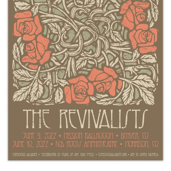 The Revivalists - June 9-10, 2022 - Mission Ballroom - Red Rocks - Colorado - Limited Edition Screenprint