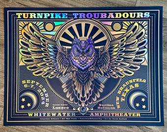 Turnpike Troubadours - Sept. 6-7, 2024 - Whitewater Amp. - New Braunfels, TX - Limited Artist Edition Screenprint - Foil Paper