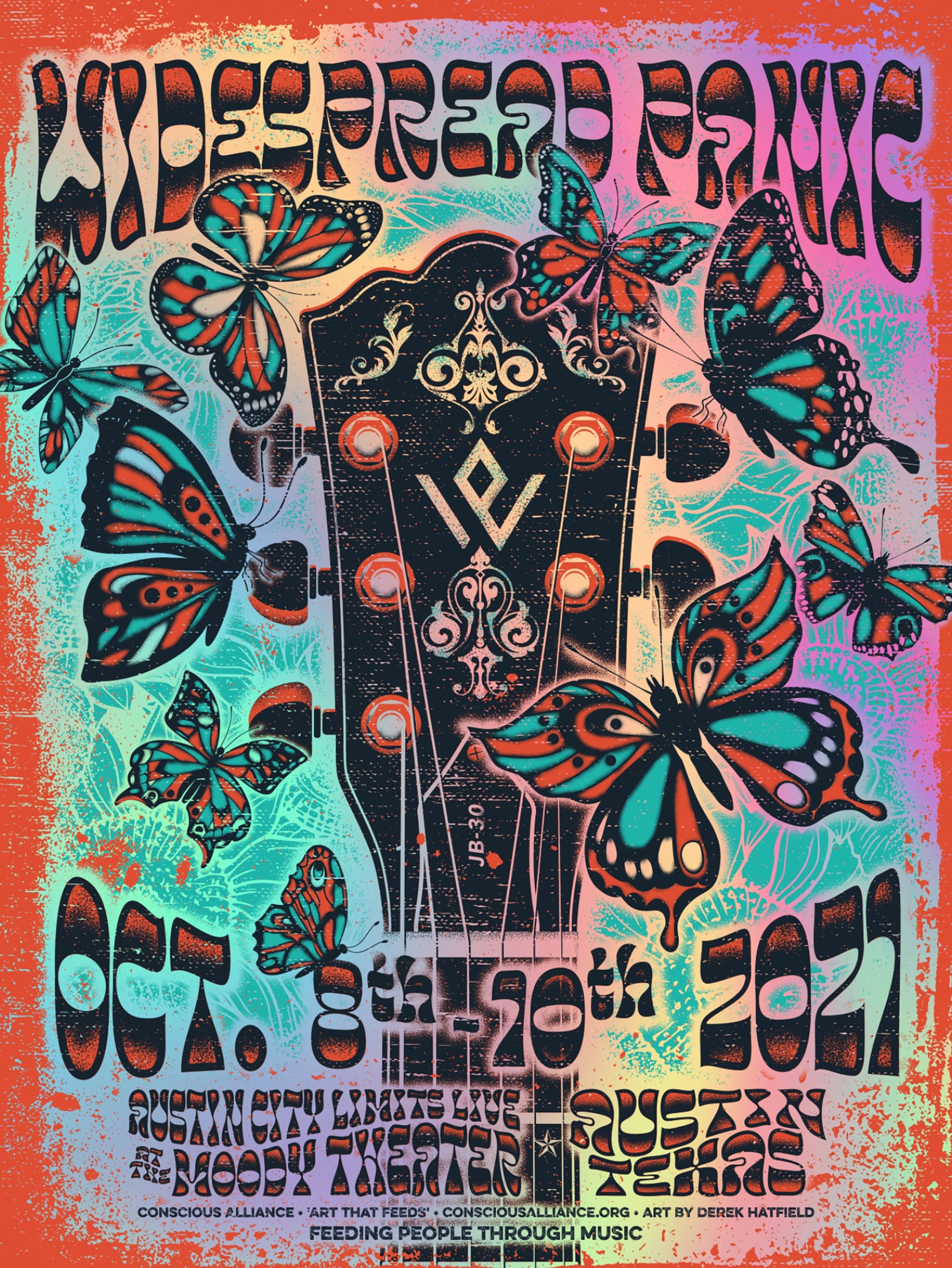 ACL Limited Moody Rainbow Edition Theater, Artist Etsy Foil Oct. TX - Austin, Live Panic 8-10, 2021 Widespread Screenprint