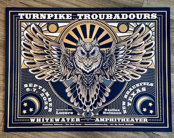 Turnpike Troubadours - Sept. 6-7, 2024 - Whitewater Amp. - New Braunfels, TX - Limited Artist Edition Screenprint - Regular Paper