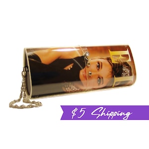 AUDREY HEPBURN- Magazine Clutch Purse, photo purse, clutch purse, evening bag, changeable Cover, photo gifts, Elle Magazine cover, vintage
