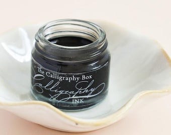 Jet Black Calligraphy Ink, modern calligraphy, copperplate calligraphy, handmade ink, dip pen ink
