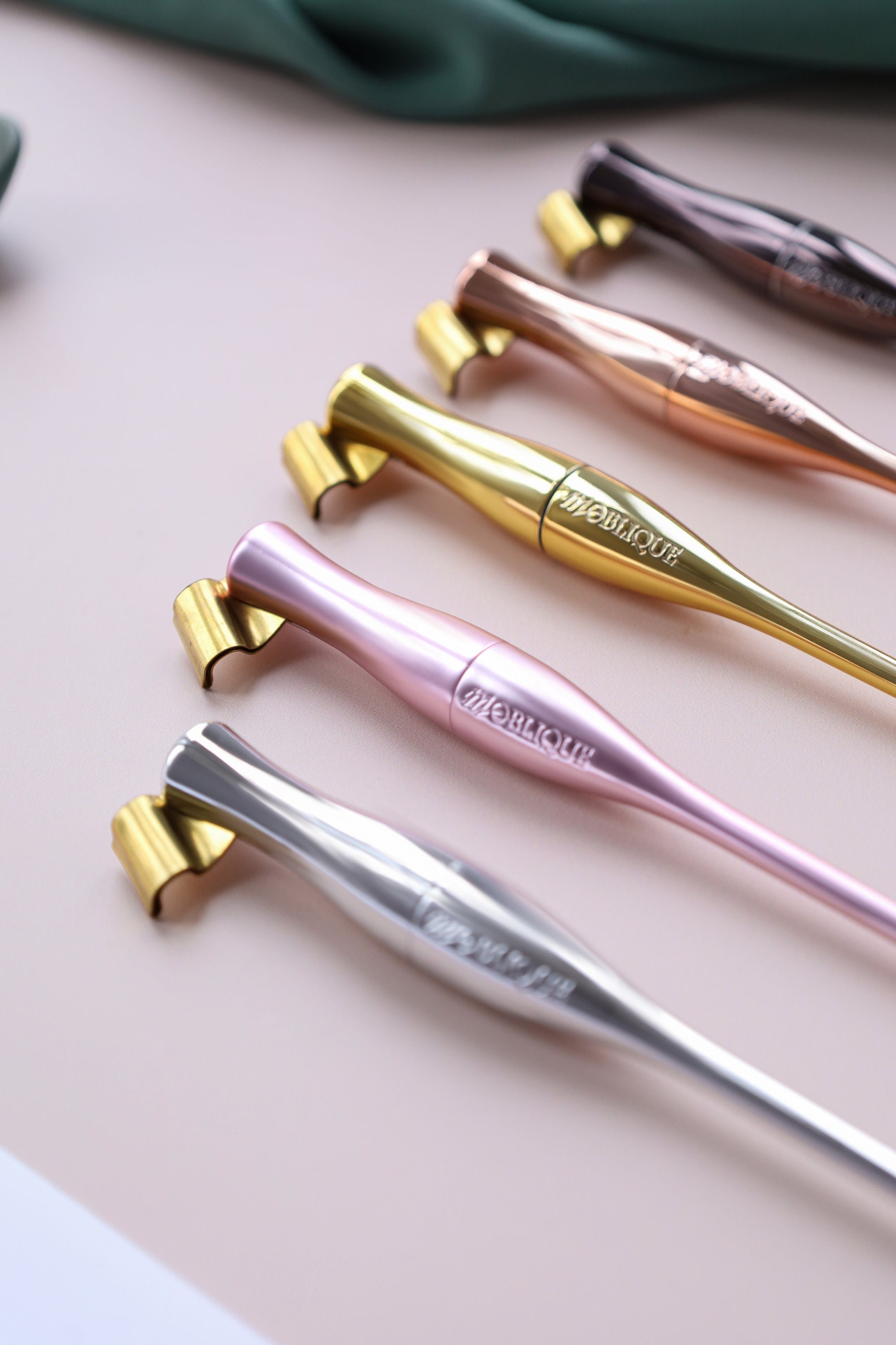 Moblique penholder metallic straight and oblique. Modern calligraphy penholder. Copper. Gold. Pink Pearl. Black. Silver.