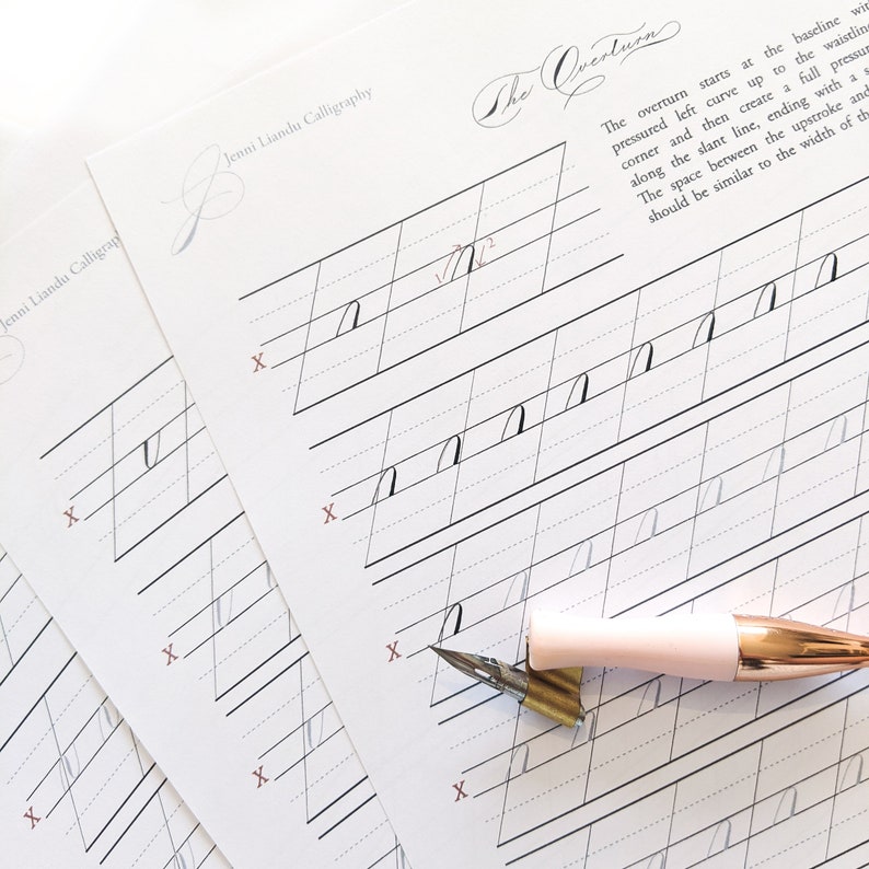 Copperplate Calligraphy Basic Strokes Practice Sheets (digital Download ...