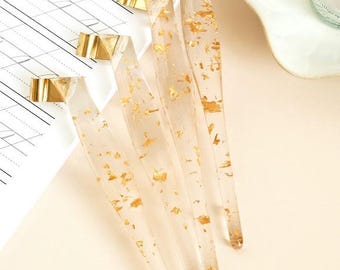 Gold Leaf Oblique Resin Pen